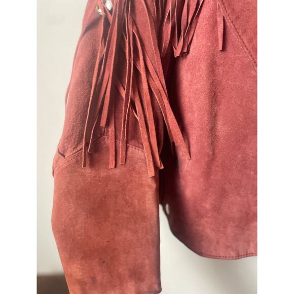 Vintage Cosa Nova Western Women’s Jacket Long Fringe Size Medium Rust Orange Red - Picture 10 of 16